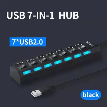Высокоскоростной 7-портовый Адаптер USB 2.0 С Независимым Переключателем-Концентратором Портативный Разветвитель Для Ноутбука Поддержка нескольких устройств Plug-and-play