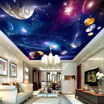 Обои на заказ 3D галактика космос планета зенит потолочная фреска гостиная потолочные обои домашний декор 3D обои behang
