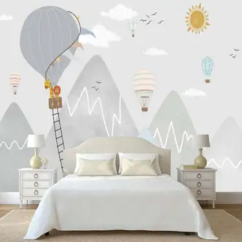 Современные Скандинавские горы Воздушный шар Ручной росписи Мультфильм 3D Гостиная Спальня Пользовательские самоклеящиеся обои Фреска