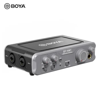 Двухканальный аудиомикшер BOYA BY-AM1 USB аудиоинтерфейс с комбинированными входами 6,35 мм / XLR для записи звука в прямом эфире