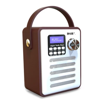 DAB ЖК-дисплей Ретро цифровое радио Портативный перезаряжаемый плеер Громкая связь FM-приемник USB аудио Дерево MP3