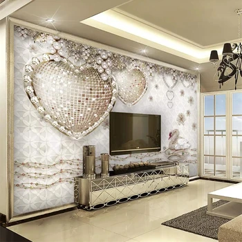 beibehang Пользовательские большие фрески 3d бриллианты любовные украшения спальня гостиная диван фон обои 3d papel de parede фреска