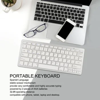 Мини-беспроводная клавиатура на испанском языке с ультратонким ножничным механизмом портативная клавиатура для телефона, ноутбука, планшета