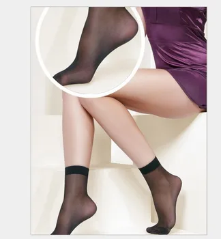 Бесплатная доставка 20ШТ = 10 пар/лот, модные женские носки из хрустального шелка, ультратонкие прозрачные женские короткие носки